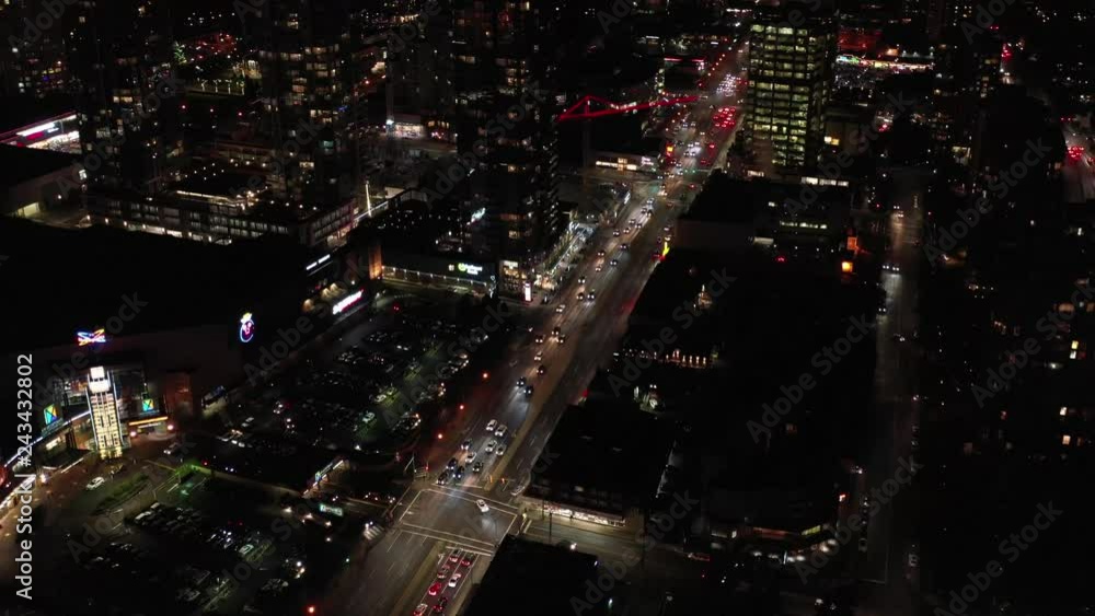 Cityscape Night. Aerial Flight. Evening illumination. 4K. Cityscape Night. Aerial Flight. Evening illumination. 4K.