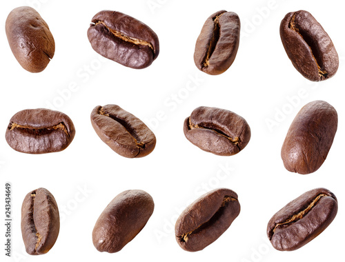 Coffee grains isolated on white background