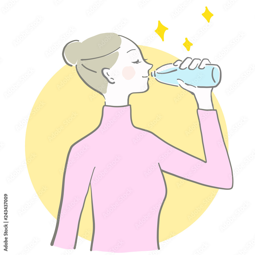 水 飲む 女性 余白 水分補給 冬は水分補給 Stock イラスト Adobe Stock