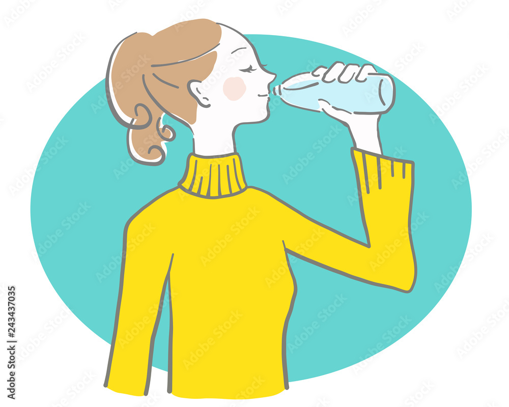 水 飲む 女性 余白 水分補給 ベクター 冬こそ水分補給 Stock イラスト Adobe Stock