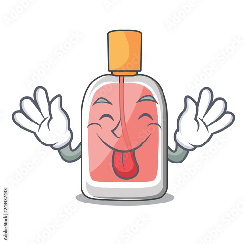 Tongue out perfume bottle isolated in the mascot