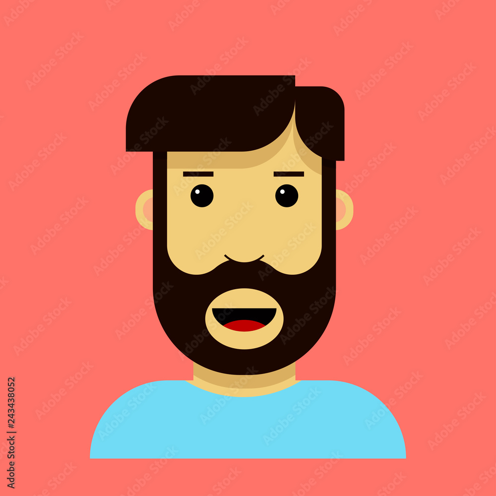 Hipster vector cartoon character with beard and cool hairstyle. Hipster vector cartoon character with beard and cool hairstyle.