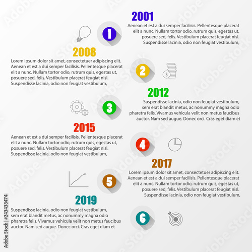 Vector timeline infographic company template with flat icons © garganel