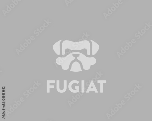 Bulldog vector logo design. Dog pet food bones idea logotype.