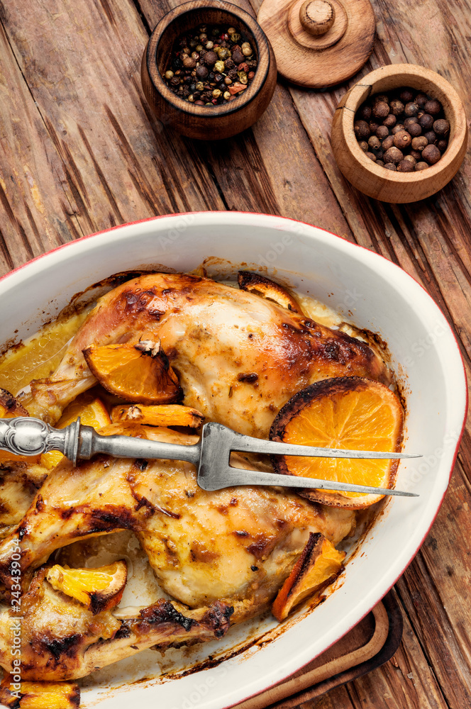 Roast chicken with orange Roast chicken with orange