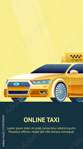 Online Taxi Service Banner. Vector Illustration.