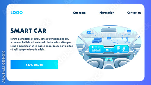 Smart Car Cockpit. Selfdriving Transport vector.
