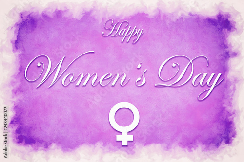 Illustration card with text Happy Women's Day