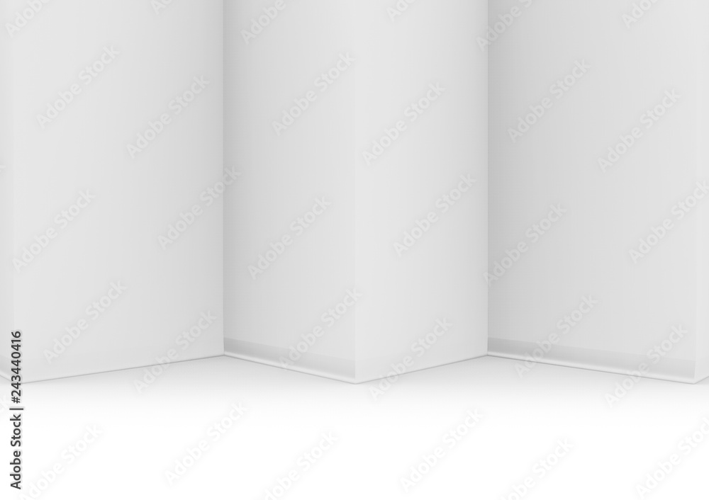 3d rendering. modern white triangle zig zag wall and floor backgorund.