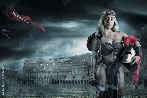 woman gladiator in the arena
