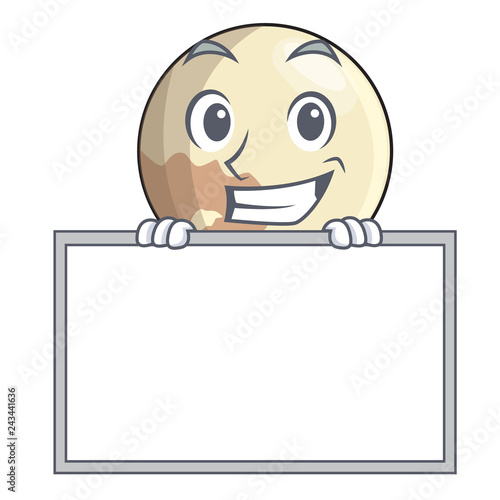 Grinning with board planet pluto in the cartoon form