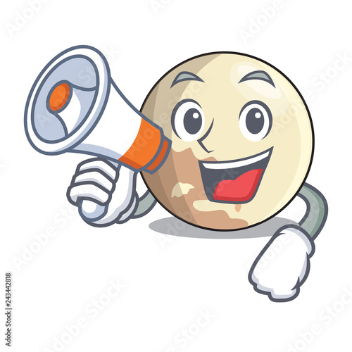 With megaphone planet pluto in the cartoon form