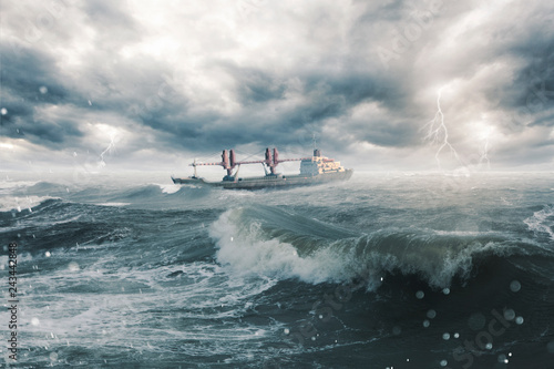 Fototapeta Naklejka Na Ścianę i Meble -  Ship in a stormy sea