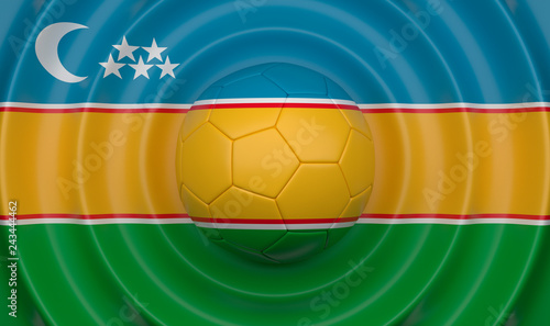 Karakalpakstan  soccer ball on a wavy background  complementing the composition in the form of a flag  3d illustration