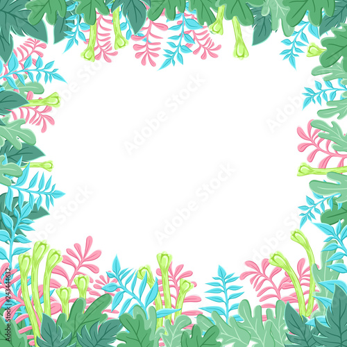 Natural banner with stylized green leaves. Vector