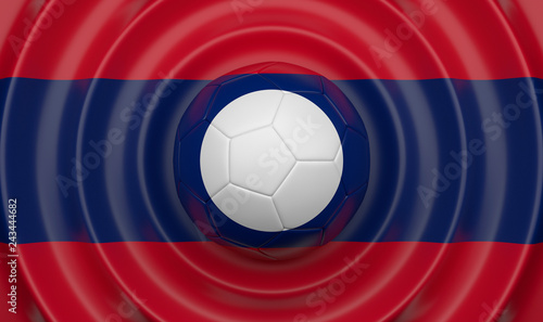 Laos  soccer ball on a wavy background  complementing the composition in the form of a flag  3d illustration