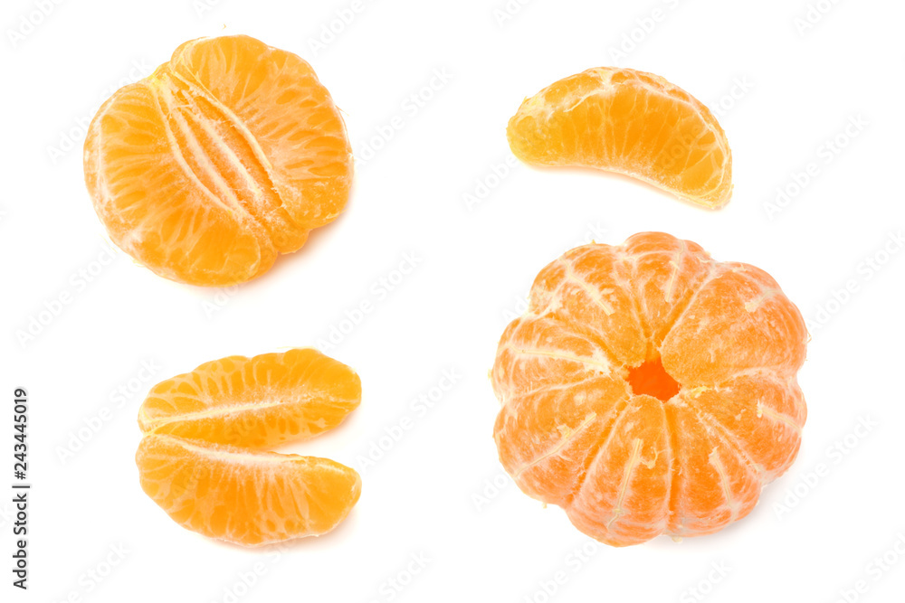 mandarin with slices isolated on white background top view mandarin with slices isolated on white background top view