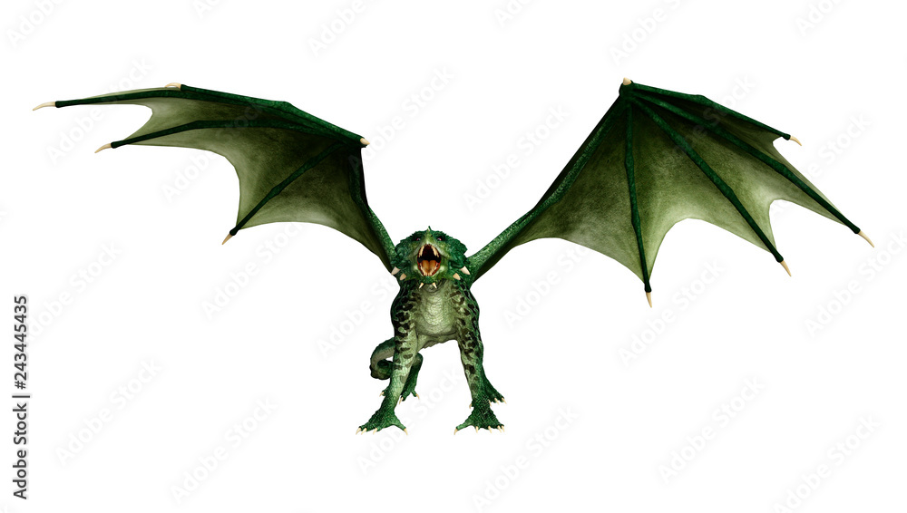 Fototapeta premium 3D Rendering Fairy Tale Dragon on White