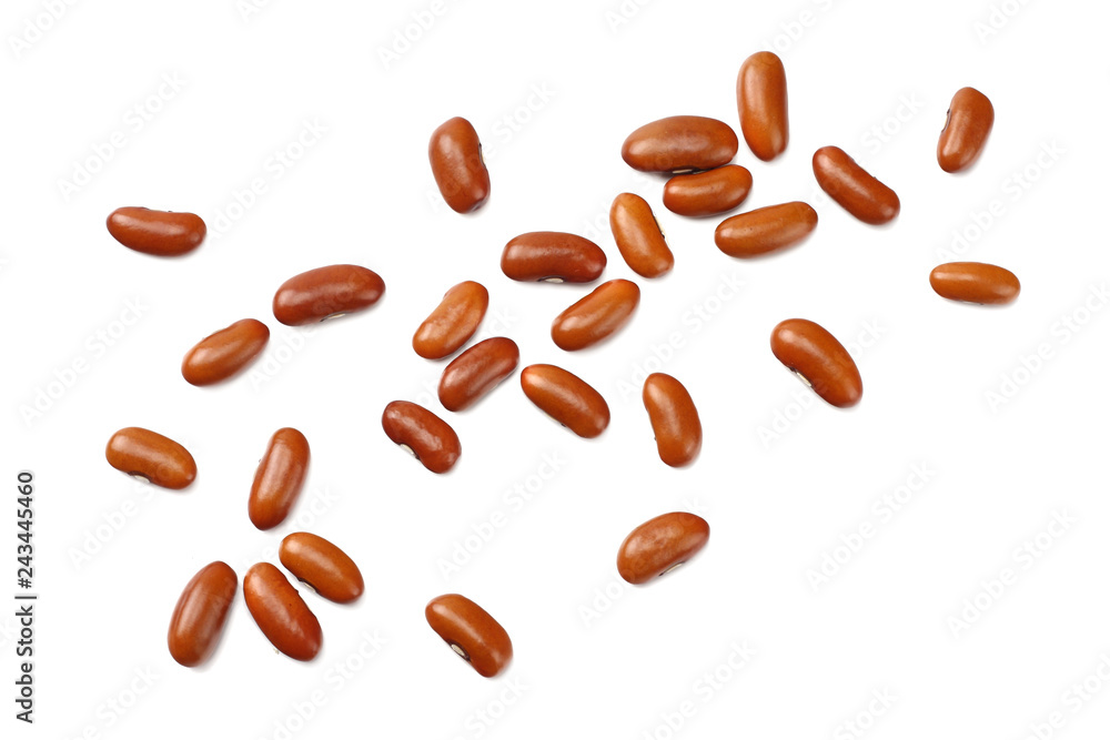 brown kidney beans isolated on white background. top view brown kidney beans isolated on white background. top view