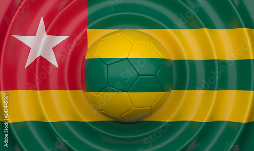 Togo  soccer ball on a wavy background  complementing the composition in the form of a flag  3d illustration