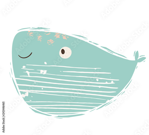 Whale baby cute print. Sweet sea animal.