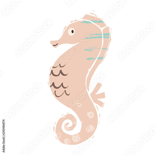 Seahorse baby cute print. Sweet sea animal. photo