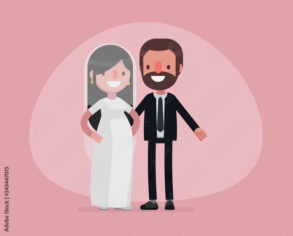 Cute people getting married - Vector illustration Cute people getting married - Vector illustration