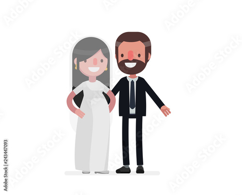 Cute people getting married - Vector illustration