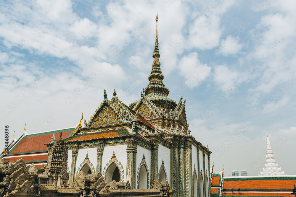 Grand palace and Wat phra keaw at Bangkok, Thailand. Beautiful Landmark of Asia. Temple of the Emerald Buddha. landscape of the capital city