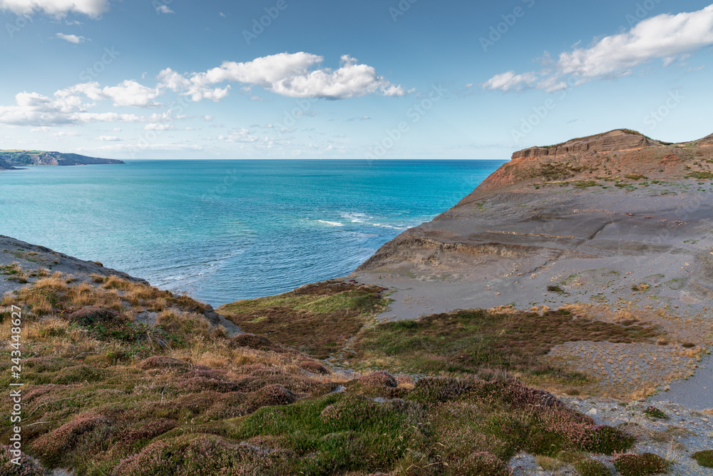 North Sea Coast in North Yorkshire, England, UK - seen from the former alum quarry in Kettleness Point