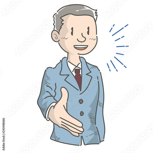 握手を求める会社員・男性