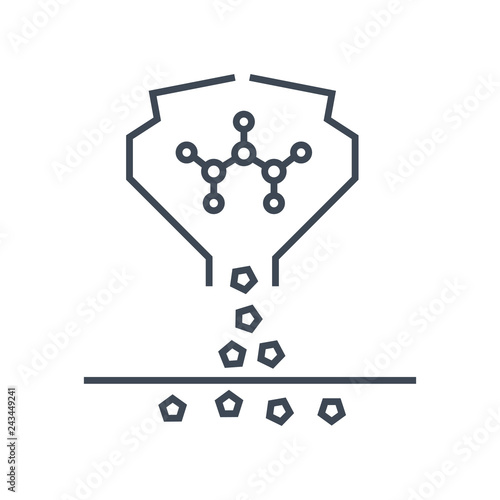 thin line icon giving granulated chemical fertilizer