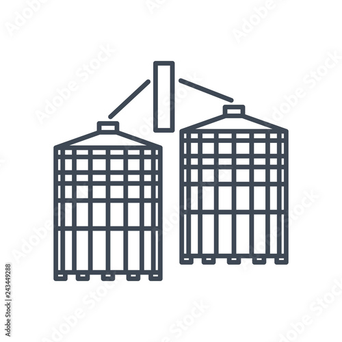 thin line icon agricultural silos, grain elevator, granary