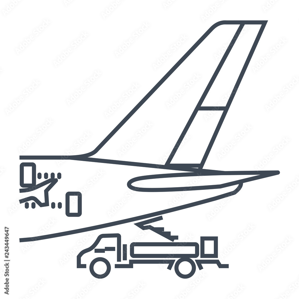 thin line icon airplane on service, maintenance