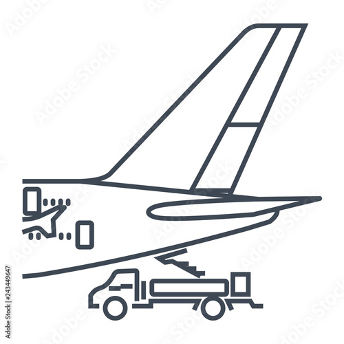 thin line icon airplane on service, maintenance