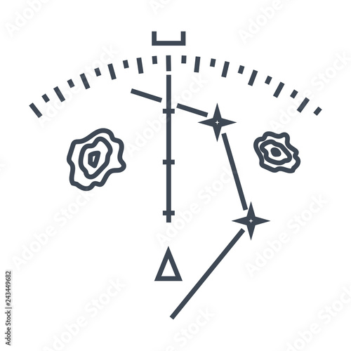 thin line icon navigation equipment, weather radar, display