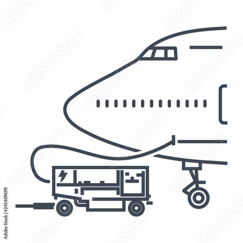 thin line icon airplane on the ground electric power unit
