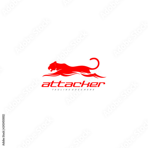 Fototapeta Naklejka Na Ścianę i Meble -  Tiger logo - cat running - panther vector template