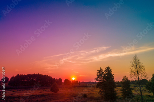 Rural autumn landscape in the early morning