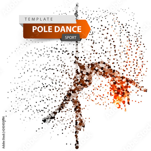 Pole dance, exotic, striptease - dot illustration.