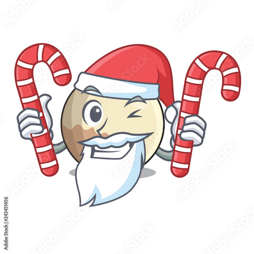 Santa with candy Pluto planet isolated in with mascot