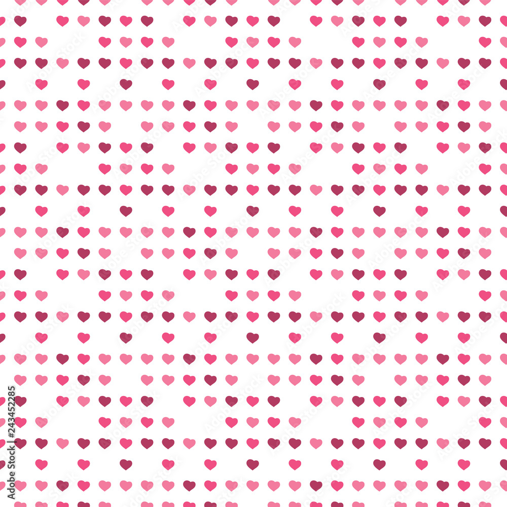 Abstract Seamless White, Pink and Purple Hearts Pattern - Valentine's Day Card or Background Vector Design 