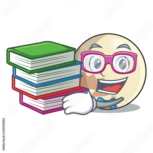 Student with book Pluto planet isolated in with mascot