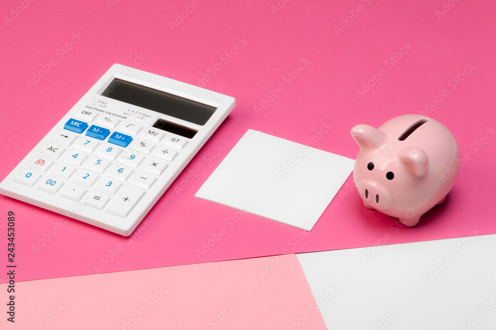 Piggy bank and calculator