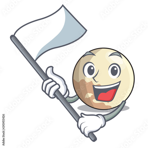 With flag Pluto planet isolated in with mascot