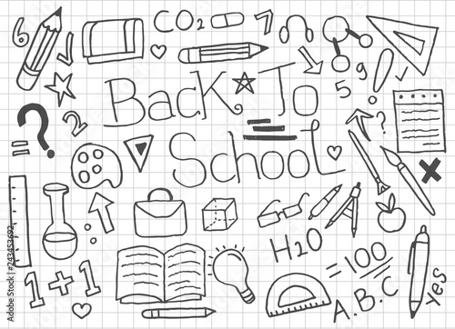 Set of Back To School doodles - Vector