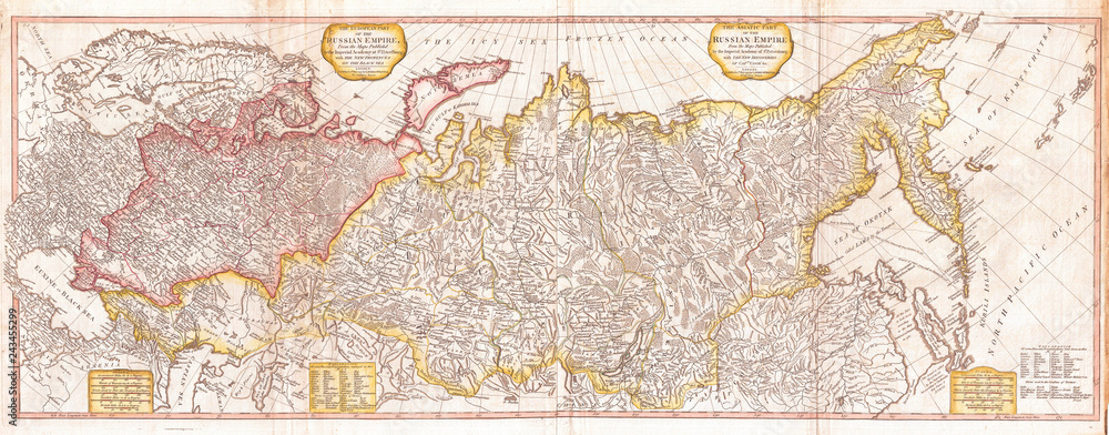 Obraz premium 1794, Laurie and Whittle Wall Map of Russia, 1794 - 1812