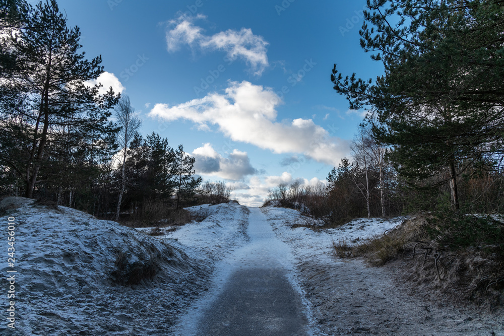 Path to Baltic sea in winter, Liepaja, Latvia. Path to Baltic sea in winter, Liepaja, Latvia.