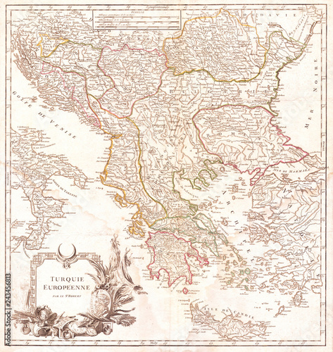 1752  Vaugondy Map of Greece  Macedonia and Albania