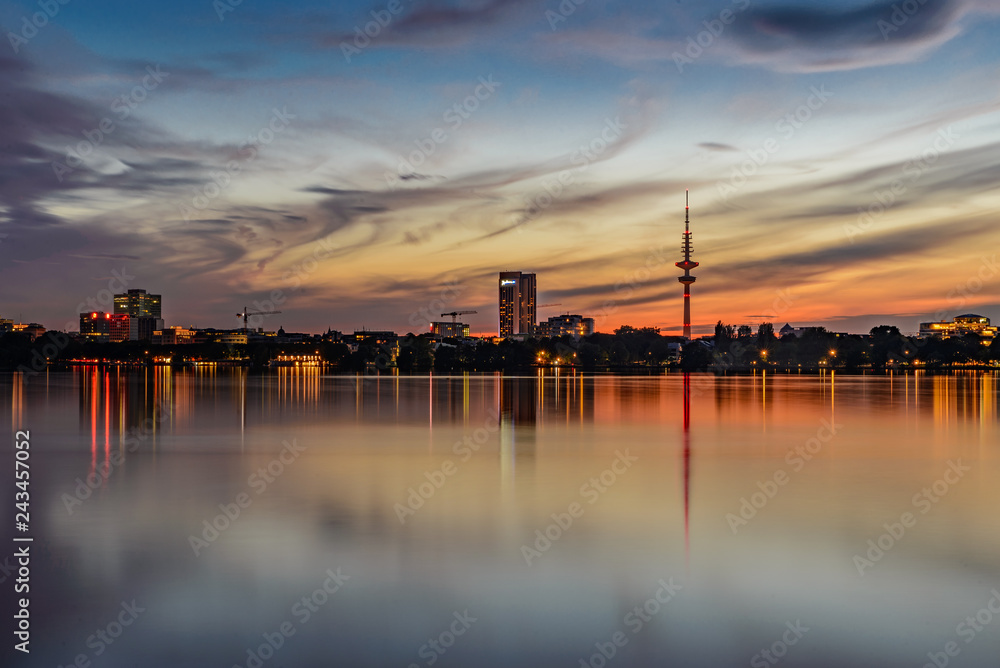 Hamburg sunset at the Alster